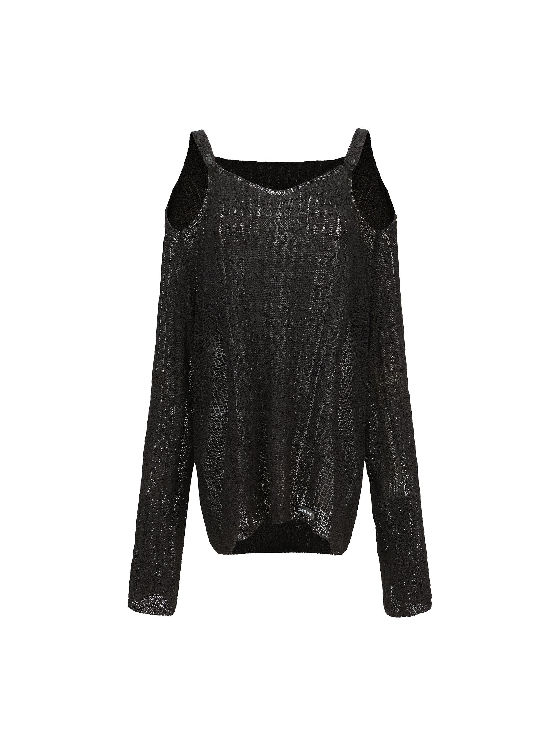 Open-shoulder Loose Mesh Knit