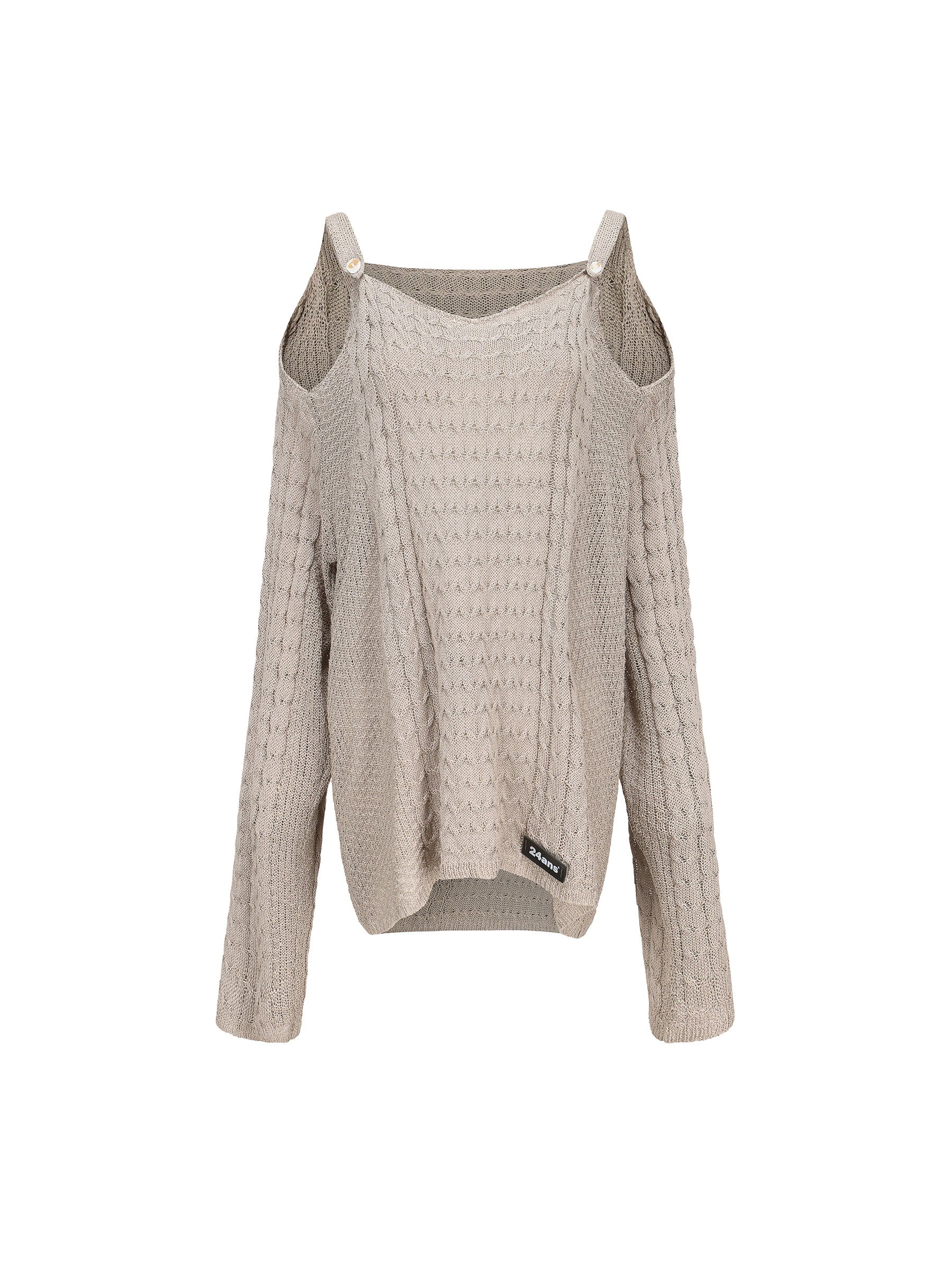 Open-shoulder Loose Mesh Knit