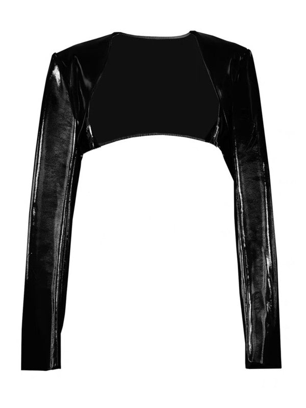 Gothic Leather Mesh Belt Tops