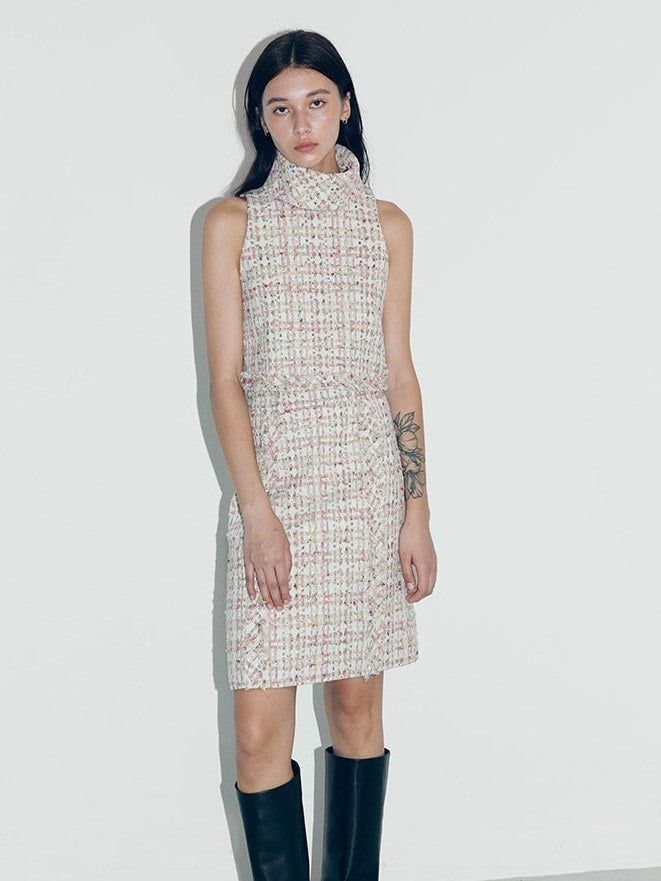 Wool-blend tweed skirt