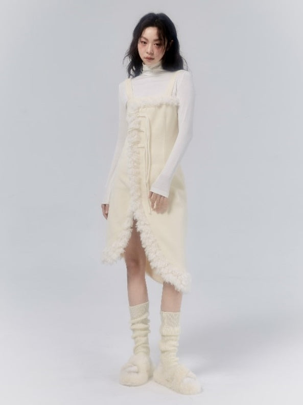 Quastenschnalle Plüschnähte Camisolkleid