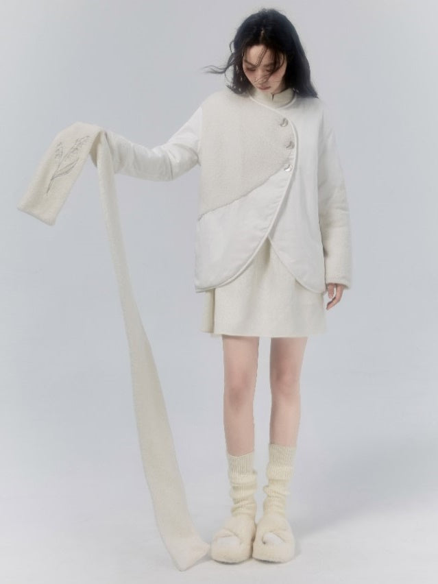 Cotton NO-COLLAR JACKET & MUFFLER