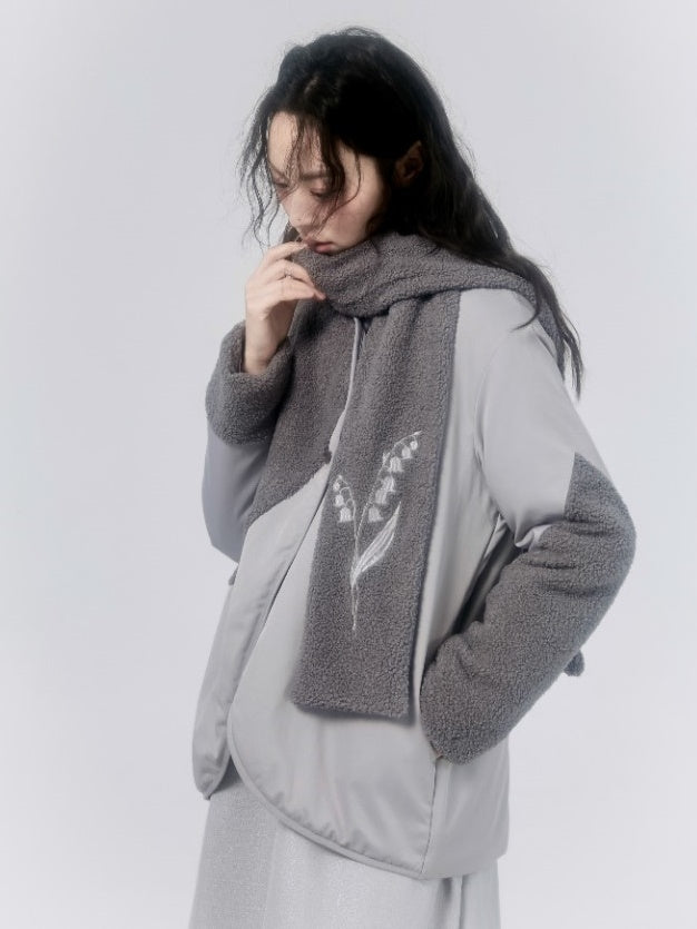 Cotton NO-COLLAR JACKET & MUFFLER