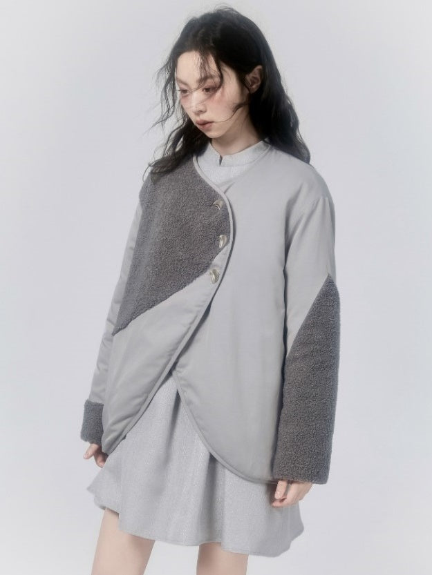 Cotton NO-COLLAR JACKET & MUFFLER