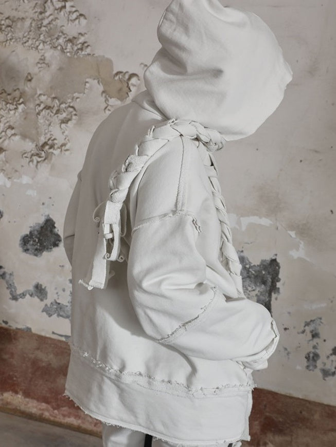 꼰 인쇄 리벳 느슨한 지퍼 업 파카