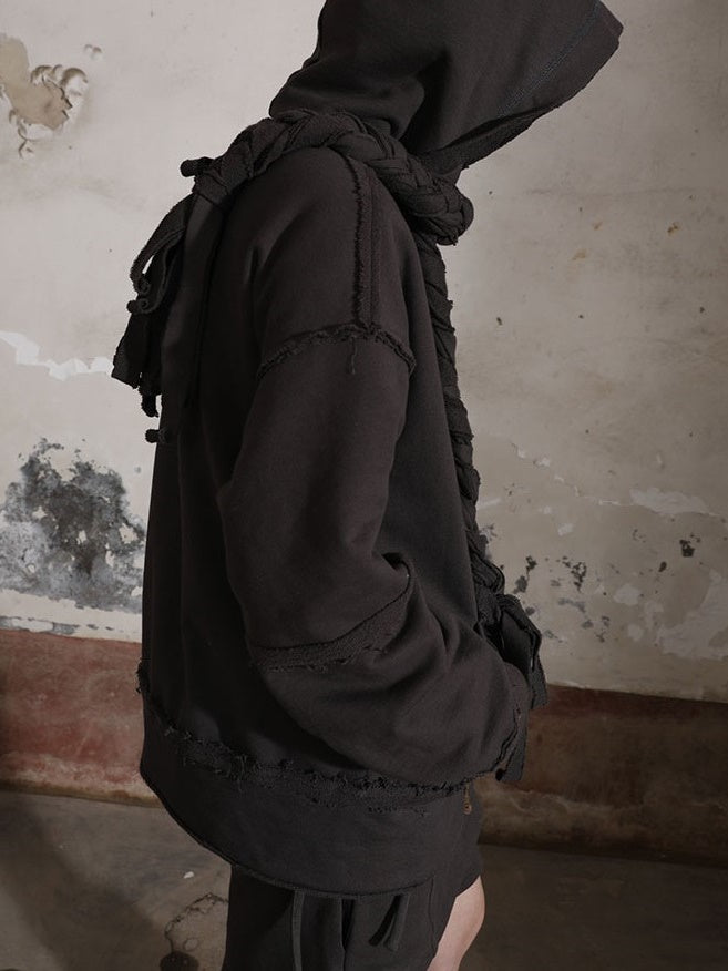 꼰 인쇄 리벳 느슨한 지퍼 업 파카