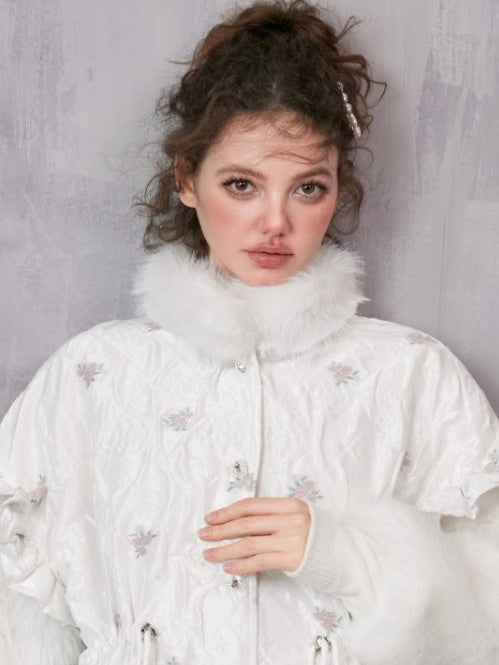 꽃 모자이크 모피면 재킷