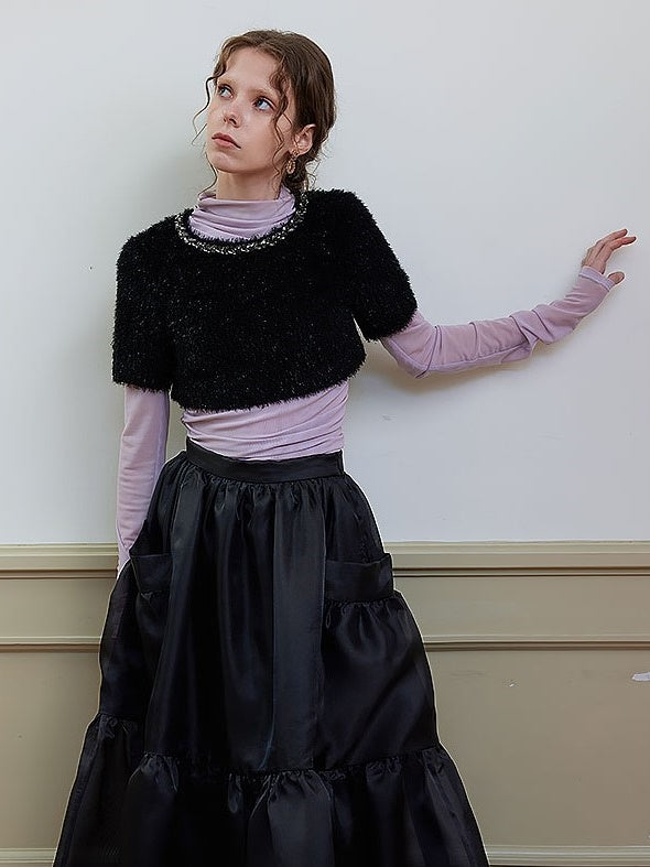 Round Neck Plush Super Cropped Top