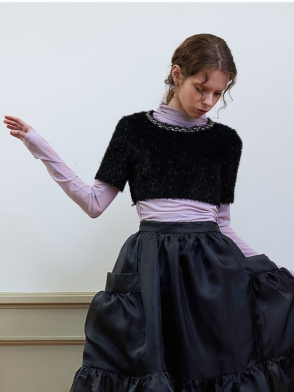 Round Neck Plush Super Cropped Top