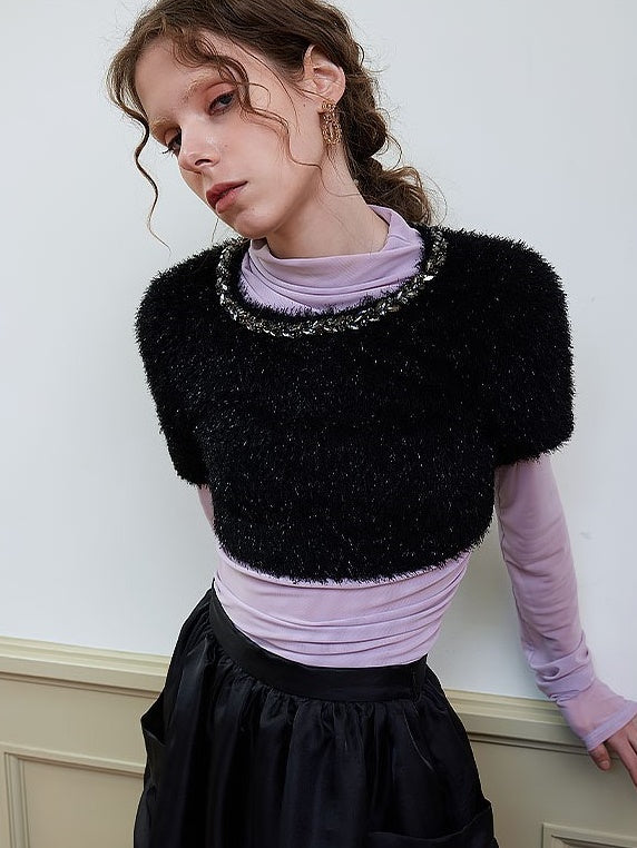 Round Neck Plush Super Cropped Top