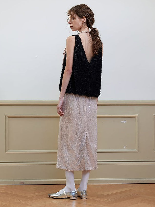 Pearless Cent Sequins SHIMMERING STRAIGHT SKIRT