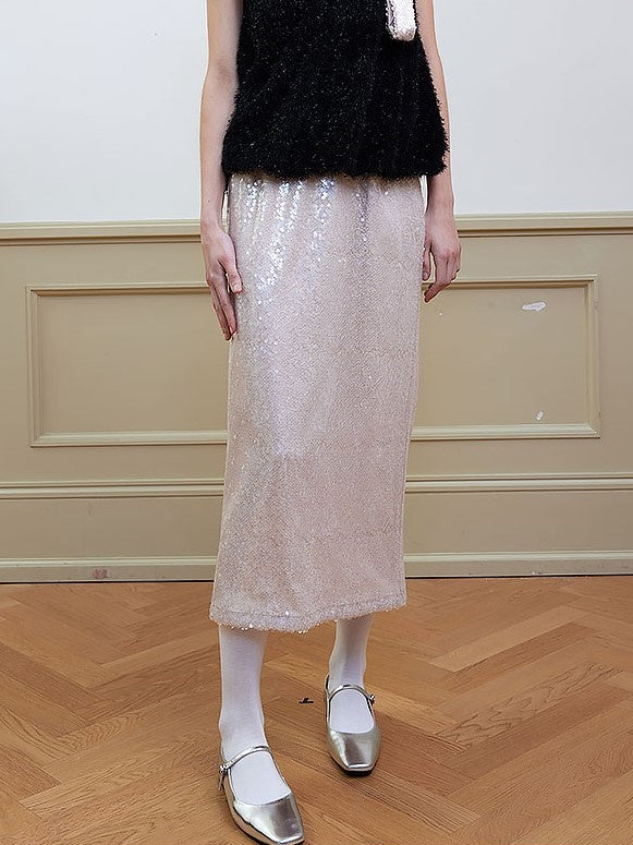 Pearless Cent Sequins SHIMMERING STRAIGHT SKIRT