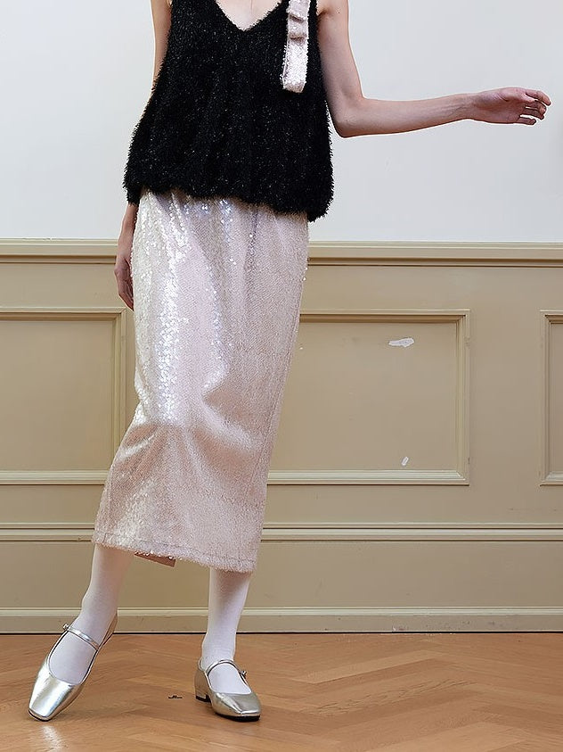 Pearless Cent Sequins SHIMMERING STRAIGHT SKIRT