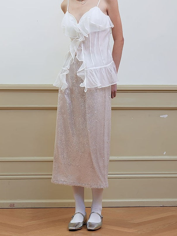 Pearless Cent Sequins SHIMMERING STRAIGHT SKIRT