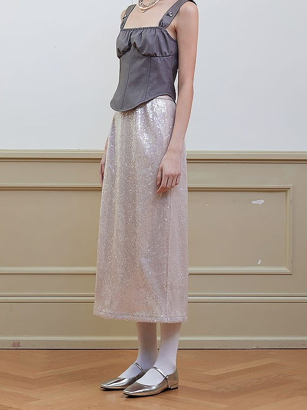Pearless Cent Sequins SHIMMERING STRAIGHT SKIRT