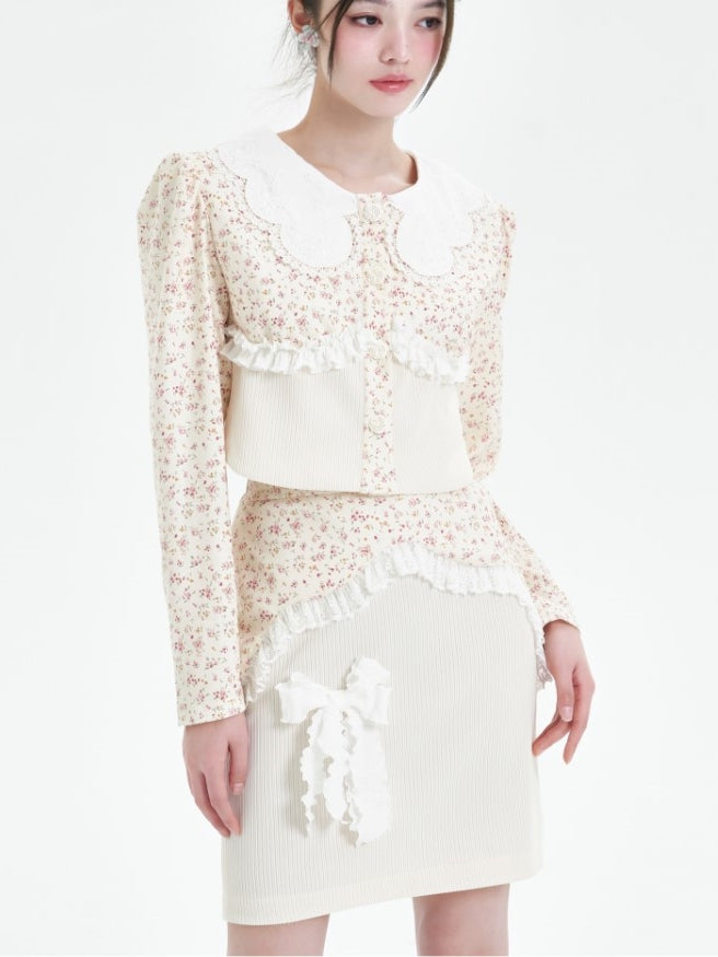 플로럴 탑 스커트 슈트
