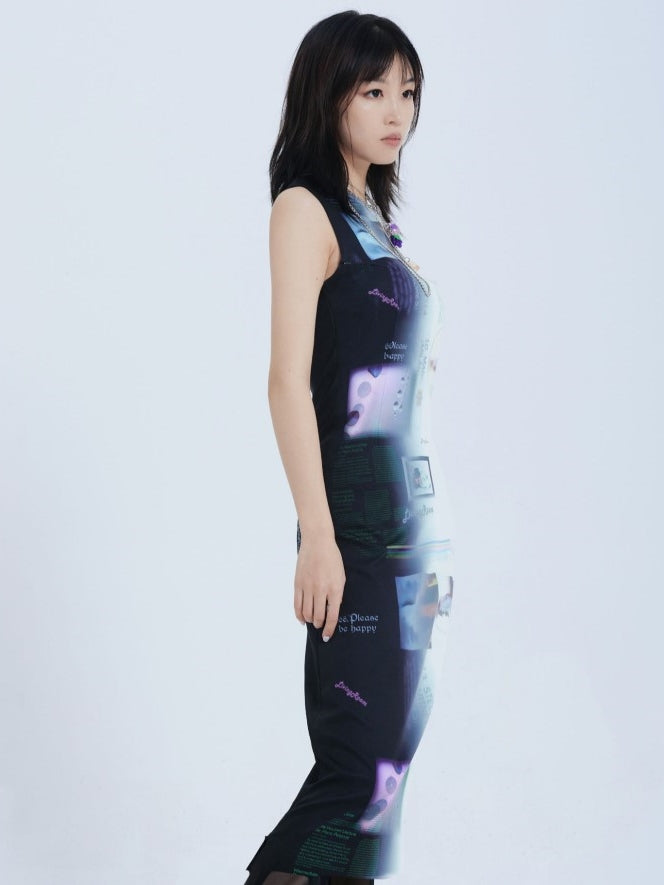 Gradient Splint Slim Dress