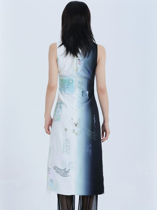 Gradient Splint Slim Dress