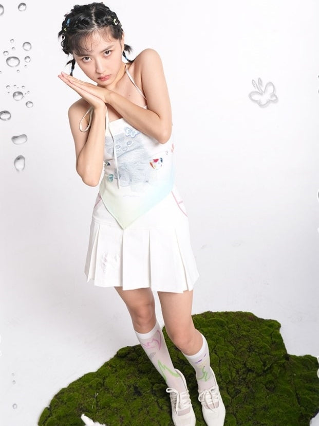 Cat Print Square Scarf Backles Sling