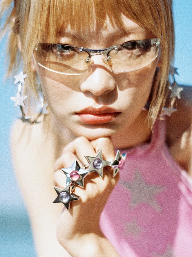 Corundum Three-dimensional Five-pointed Star Ring