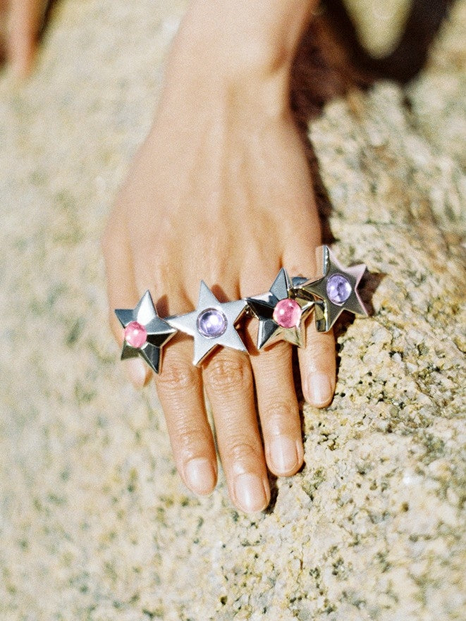Corundum Three-dimensional Five-pointed Star Ring