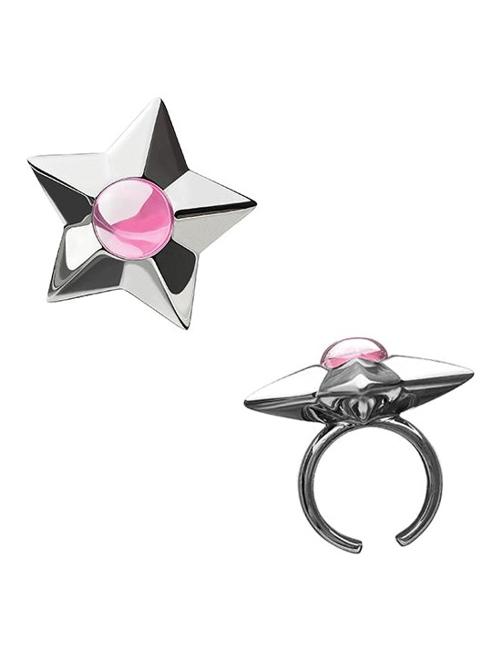 Corundum Three-dimensional Five-pointed Star Ring