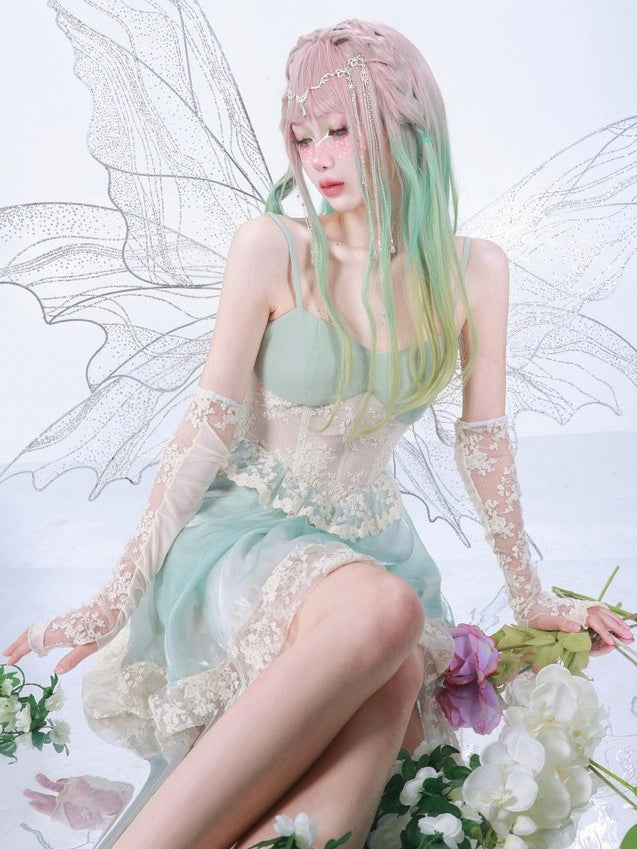 Fishbone Corset Lace Stitching Sling Dress