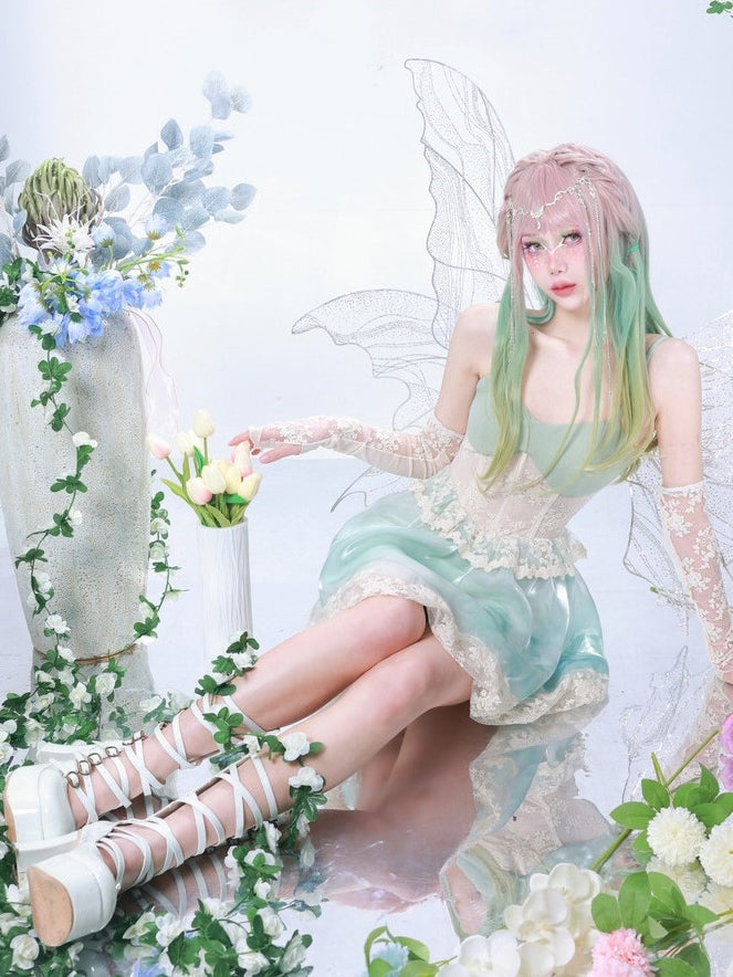 Fishbone Corset Lace Stitching Sling Dress