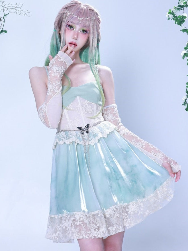 Fishbone Corset Lace Stitching Sling Dress