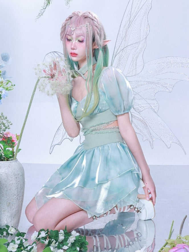 High Waist Thie-Dye Splicing IRREGULAR SKIRT