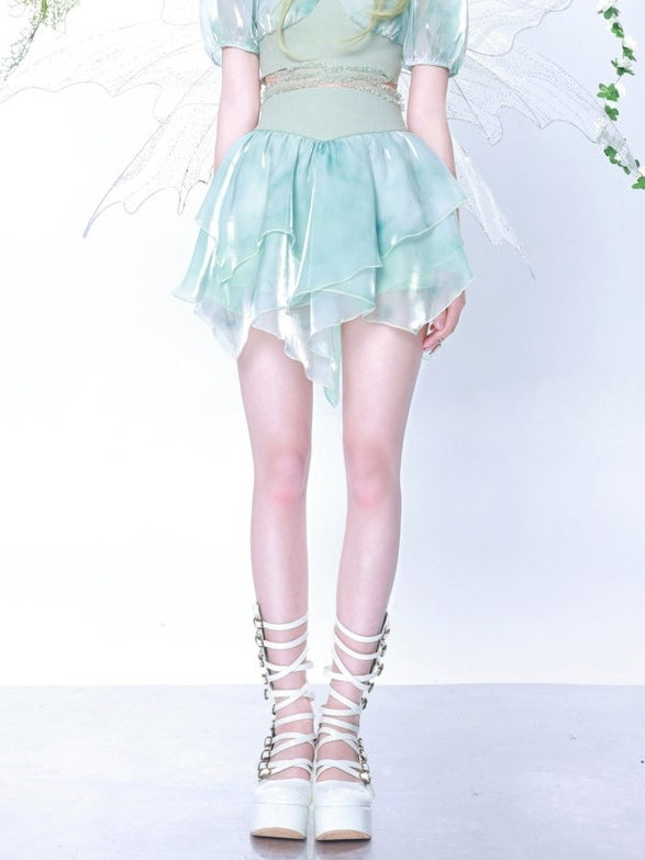 High Waist Thie-Dye Splicing IRREGULAR SKIRT