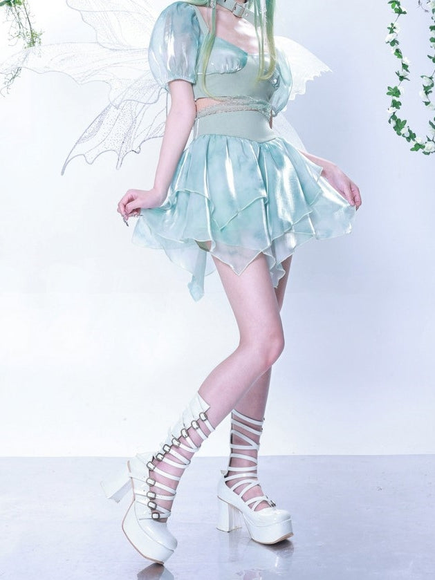 High Waist Thie-Dye Splicing IRREGULAR SKIRT