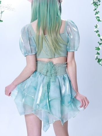 High Waist Thie-Dye Splicing IRREGULAR SKIRT