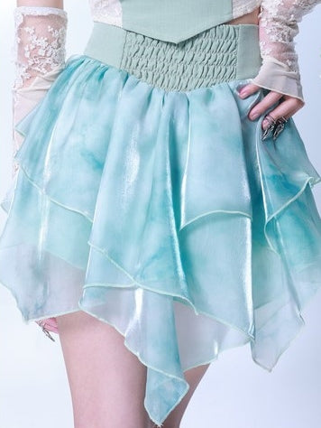 High Waist Thie-Dye Splicing IRREGULAR SKIRT