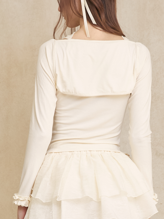 Bottoming Sleeveress Shirt & Short Cardigan