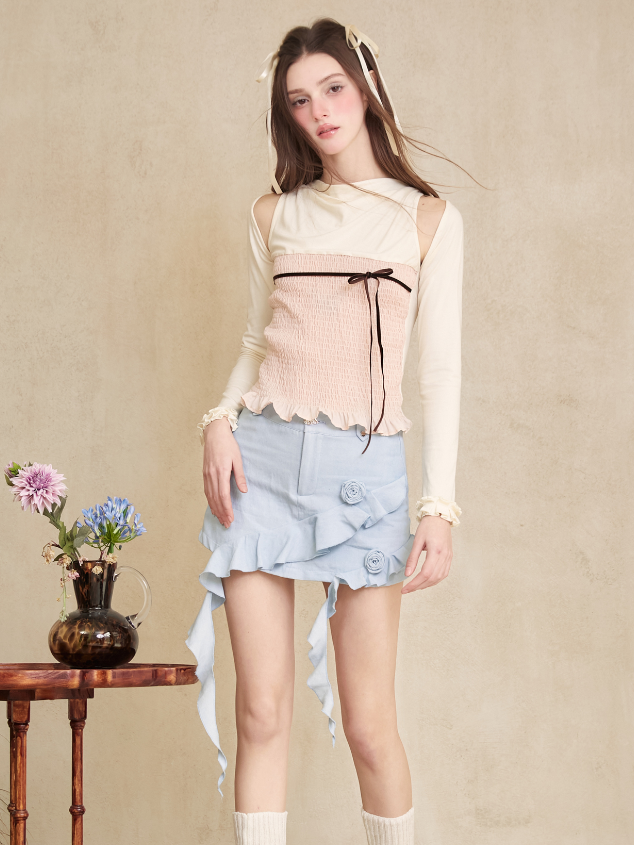 Bottoming Sleeveress Shirt & Short Cardigan