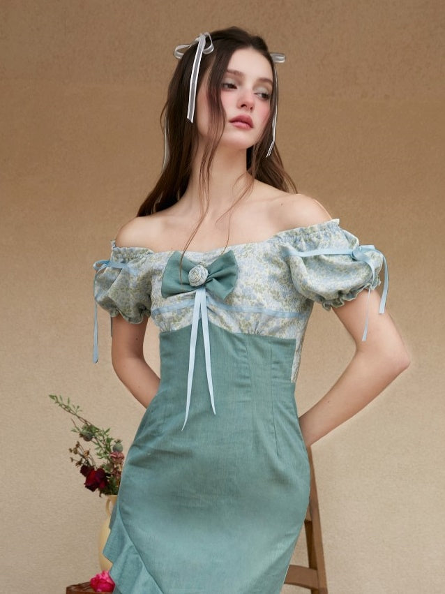 자카드 프릴 드레스