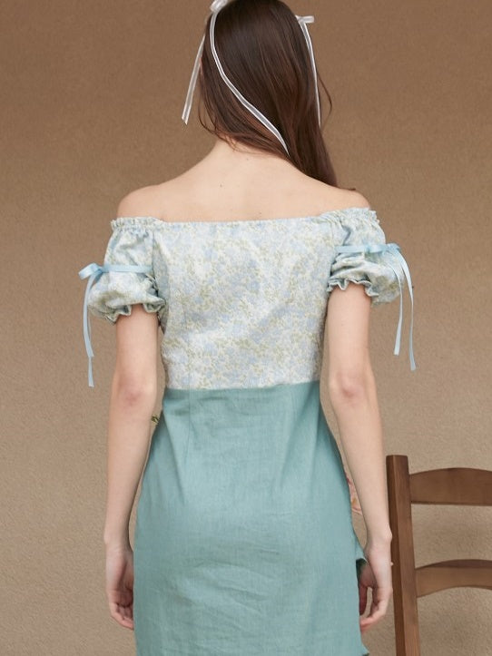 자카드 프릴 드레스