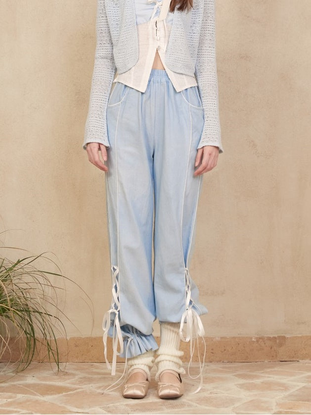 Pantalon à lacets à lacets de ballet denim