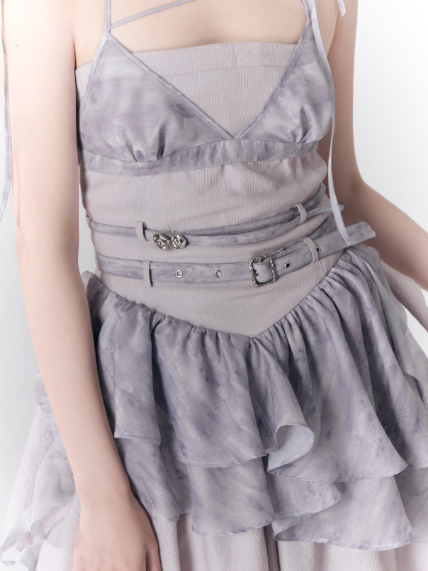 Robe de haut de ruban de volant et gilet de soutien-gorge