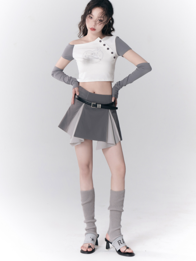 컬러 매칭 나비 라펠 재킷 및 스커트