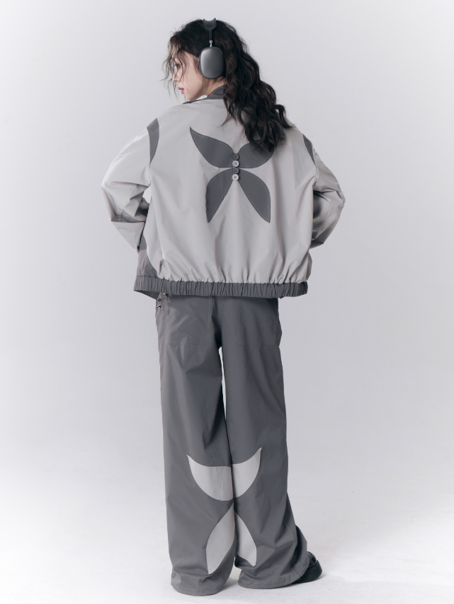 컬러 매칭 나비 라펠 재킷 및 스커트