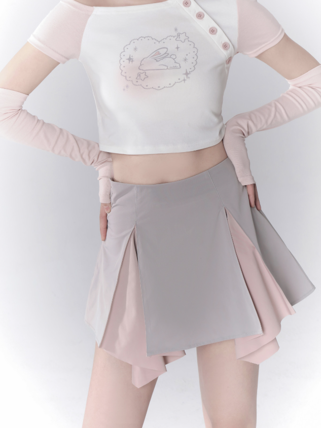 컬러 매칭 나비 라펠 재킷 및 스커트