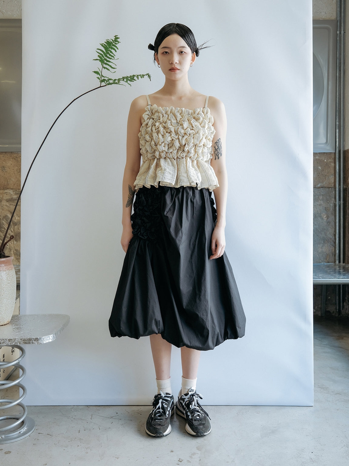Asymmetric Pleated A-Line Skirt