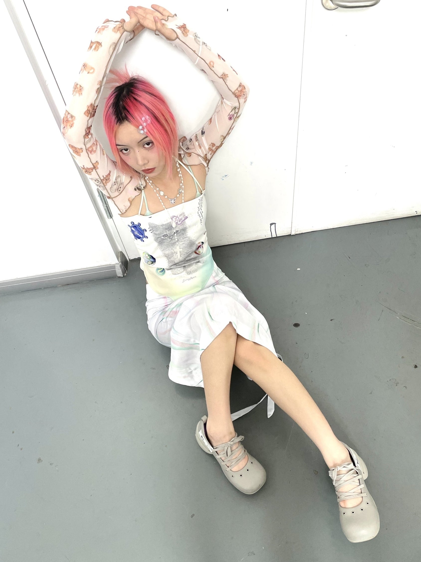 Cat Print Square Scarf Backles Sling