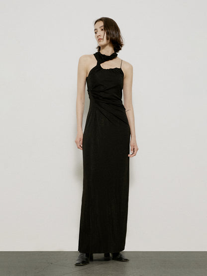 Nichi Drape Long Asymmetri Tight Elegant One-Piece