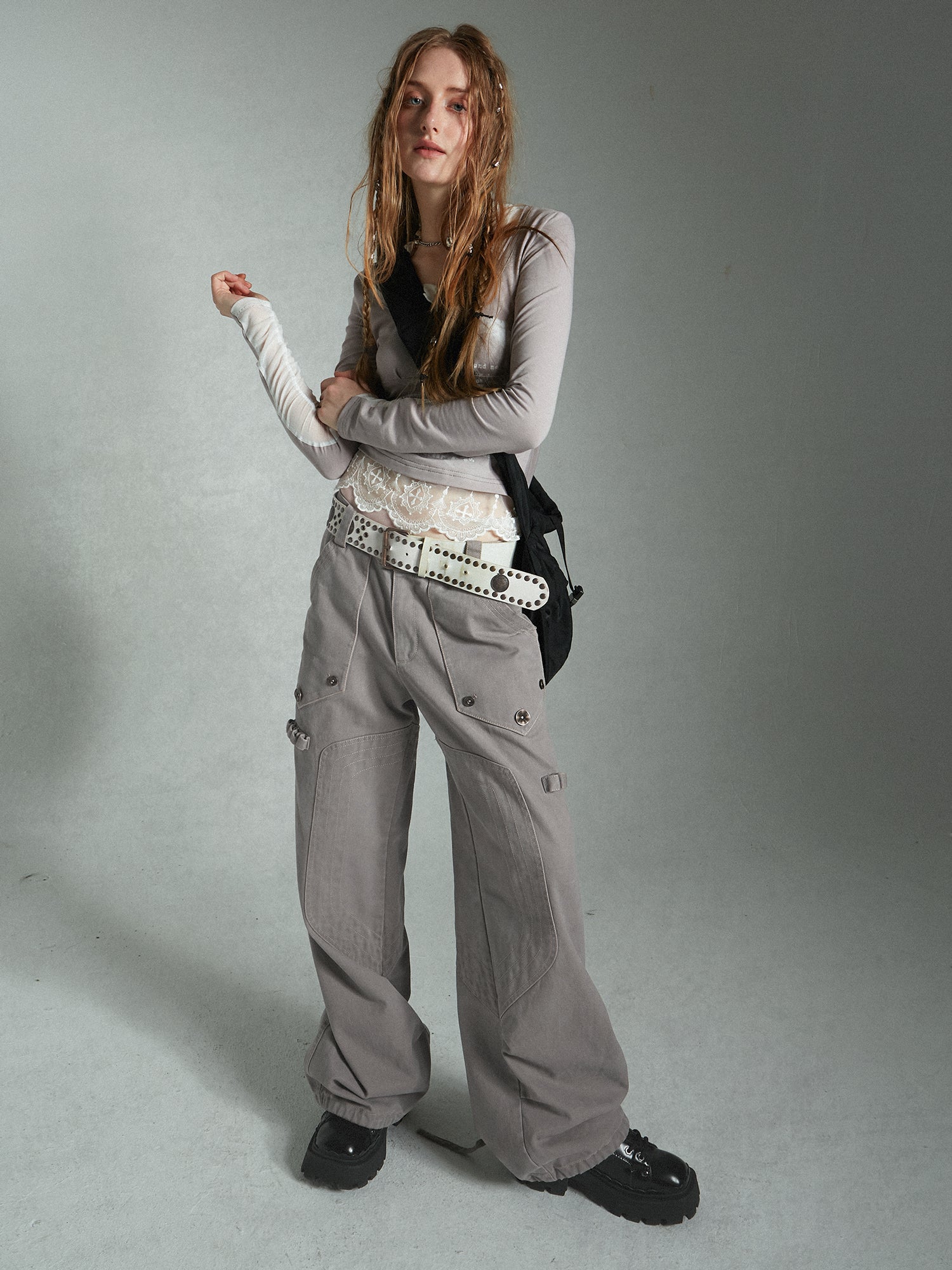 Drawstring Loose Casual Cargo Wide-Pants