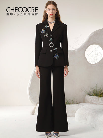 Bijou Butterfly Elegant Suit Set-Up Chic Jacket＆Pants