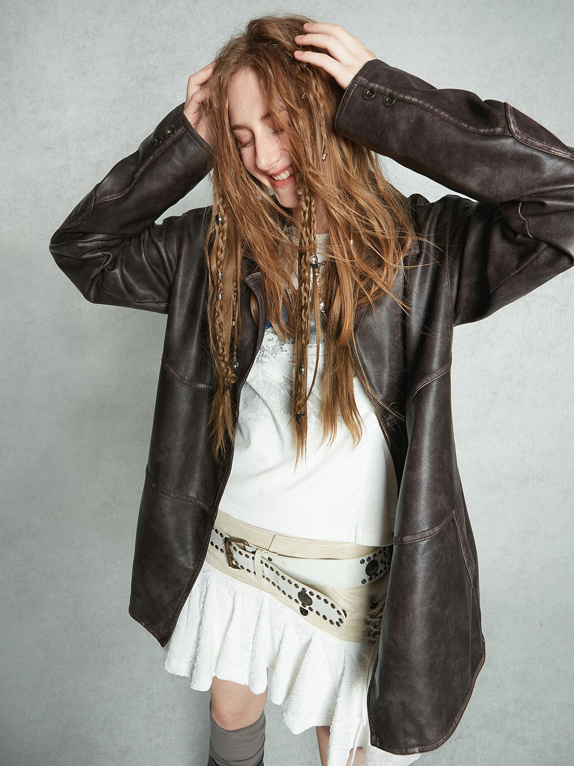 Leather Oversize Cool Loose Jacket