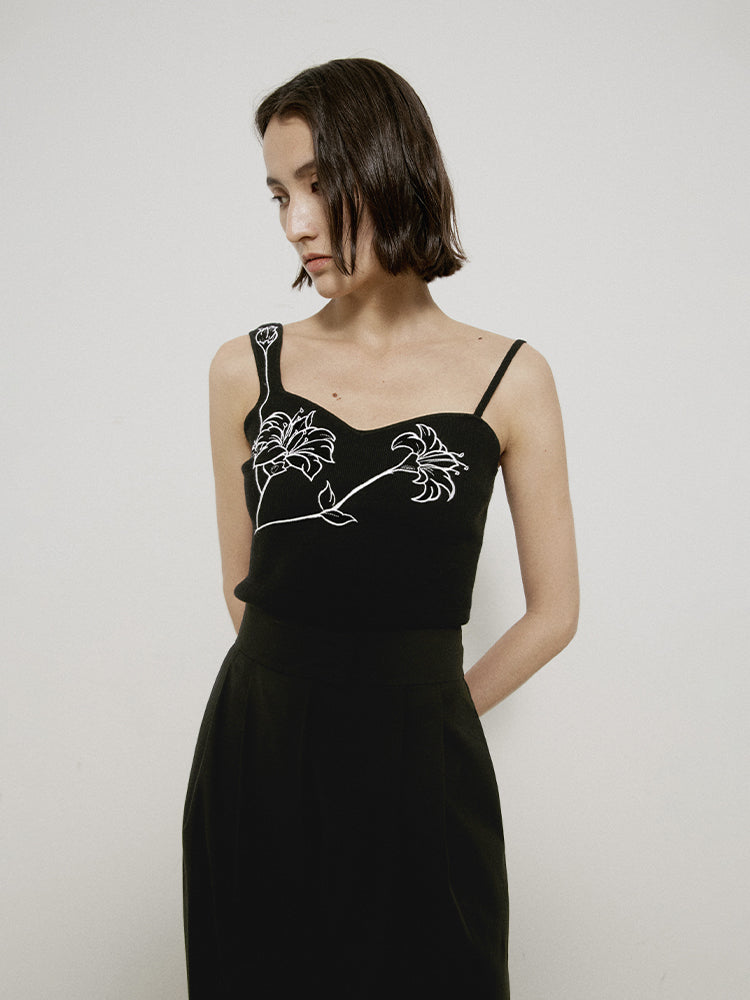 Embroidery Rose Monotone Chic Innner Camisole